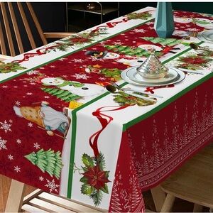 BEW (NIP) Festive Red Christmas Tablecloth, 60” x 84”